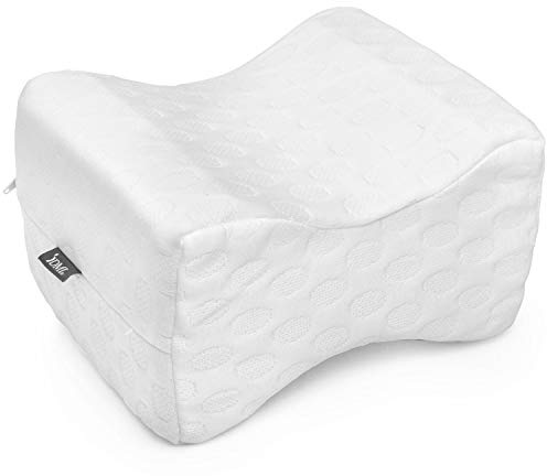DMI Contoured Memory Foam Knee Wedge Pillow for Sleeping, Sciatica Pain Relief, Hip & Back Pain, Leg Pillow for Side Sleepers, Bed Positioner, White (Pack of 1)