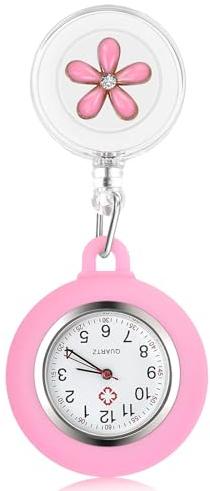 Hemobllo Nurse Watch - Nurse Lapel Watch Clip On Retractable Fob Cute Flower Nursing for Doctor