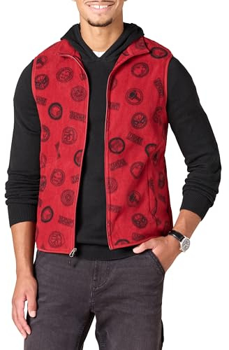 Amazon Essentials Disney | Marvel | Star Wars Herren Polarfleece-Westen, Marvel Logo, S
