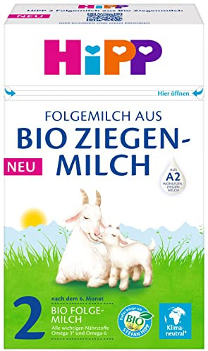 HiPP 2 Folgemilch aus Bio Ziegenmilch (5 x 400g), nach dem 6. Monat, mit GOS, Omega 3 & 6 und A2-beta-Casein, besonders leicht verdaulich