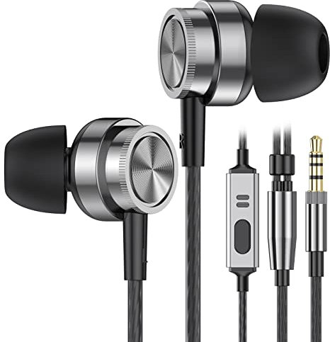 Ecouteurs Filaire, Ecouteurs Intra-Auriculaires avec Microphone HD, Anti-Bruit Casque, Deep Bass,Jack 3.5mm, pour Samsung, iphone et la Plupart des Appareils 3,5 mm