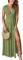 shownicer Robe Longue Femme Casual Profond Col en V Longue Robes de Soirée Fendue Plissée Taille Haute Robe Vintage Cocktail Party Maxi Robes A Vert S