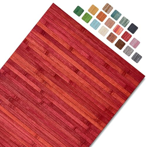 CosìCasa Halkfri bambu köksmatta – kökslöpare vattenavvisande, lätt att rengöra och tillverkad av miljövänliga material – bambumatta (röd, 50 x 260 cm)