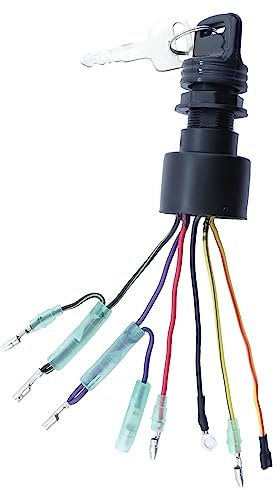 Haishine Interruptor de encendido 2 llaves 3 posiciones 6 conectores de cable reemplazo de llave y interruptor de mercurio 87-17009A2 87-17009A5 para barco