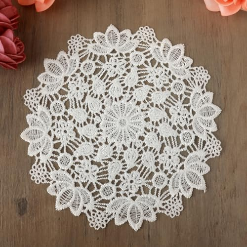 White Vintage Crochet Doilies 6 Inches Round Cotton Handmade Lace Placemats Doilies for Tables Kitchen Dining Room Party Wedding Birthday Dressers Decoration (Hydrangea) (Hydrangea)