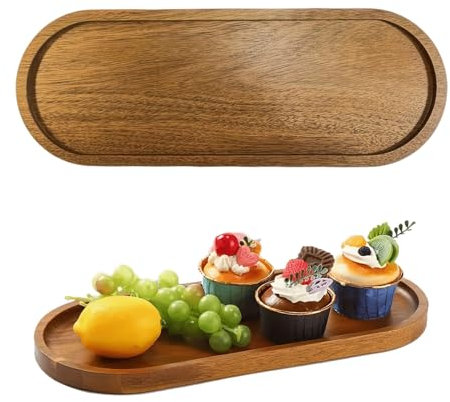 LNGJIN Bandejas Ovaladas De Madera,29cmx10cm Bandeja para Servir,Bandeja De Decoración De Mesa,Plato de Velas,Bandejas de Almacenamiento,Coaster Platillo,para Pan,Galletas,Postre,Aperitivos,Velas