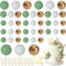 MIAHART Topper per torta con palline in stile bohémien, decorazione per torta a tema bohémien, per compleanni, matrimoni, baby shower, feste a tema bohémien (verde, oro, bianco)