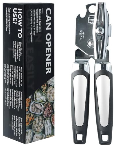 Apriscatole Manuale, 3 in 1 Acciaio Inossidabile Apriscatole Manuale, Apriscatole Professionale, Buoni Manici Morbidi, Impugnatura Antiscivolo per Ristoranti, Bar Nero