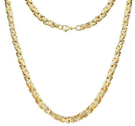 DJADEE Königskette Herren Gold 750 vergoldet 18 Karat – Wasserfeste Halskette – Edelstahl 316L Panzerkette Stil – Anlaufgeschützt & Hypoallergen – inkl. Geschenkbox