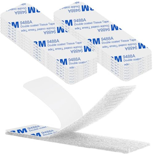 Rusoz Feltro Adesivo Forte Bianco in Nylon 12 Coppie Nastro Biadesivo Extra Forte e Resistente 3cm x 10cm Ideale per Fissaggio e Riparazioni per DIY Tende e Cornici