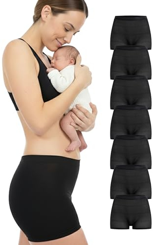 Herzmutter Culotte Post Parto Oeko Tex 100 - Set da 7 Pezzi - Mutande Post Parto - Slip Dopo Parto Taglio Cesareo - Mutandine Mamma - 9400 (S-M)