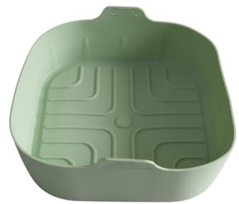 Fackelmann Moule Air Fryer carré 20 cm, silicone LFGB adapté au contact alimentaire, résistant aux hautes températures et passe au lave-vaisselle, flexible et facile à nettoyer, couleur verte.