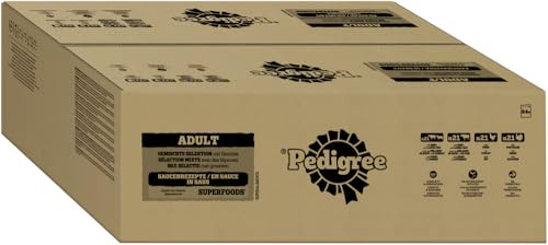Pedigree Sachets fraîcheur en Sauce Sélection Mixte avec des légumes 4 variétés pour Chien Adulte 84x100g