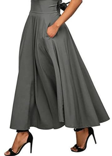 GRECERELLE elegant dam-, sommar-, midje-, midikjol, snygg, bekväm och mångsidig för fritid och tillfällen, Ljus grå, L