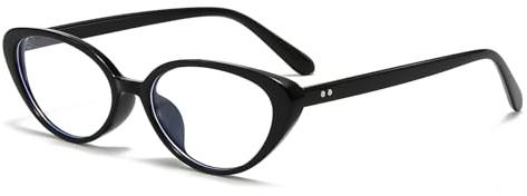 LJCZKA Oval Blue Light Blocking Glasses for Women Men Retro Small Oval Frame Cat Eye Y2K Anti Eye Satrain Headache Eyeglasses for Computer Gaming (Black, 0.0, x)