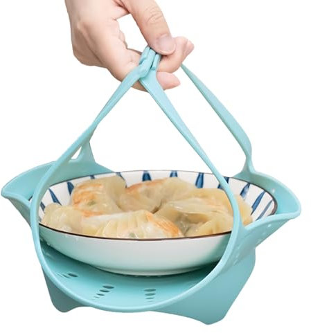 Cesta de vapor de silicona, inserto de vapor, vaporizador de verduras, silicona resistente al calor con mango antiquemaduras, fácil de limpiar, cocción versátil de -40 °C a 230 °C, ideal para comidas
