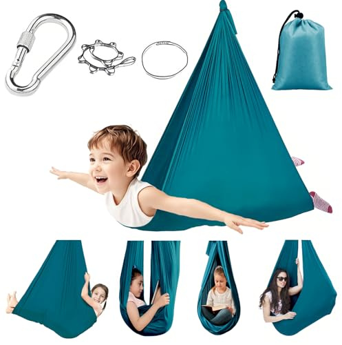 Outdoor Hammoc, Aerial Yoga Hammock Set, Aerial Swing, Bird's Nest Swing, Yoga Swing, Hammock Swing, Maximum weight capacity 200 kg, Includes accessories, Anti-gravity exercises (Green, 150 x 280 cm)