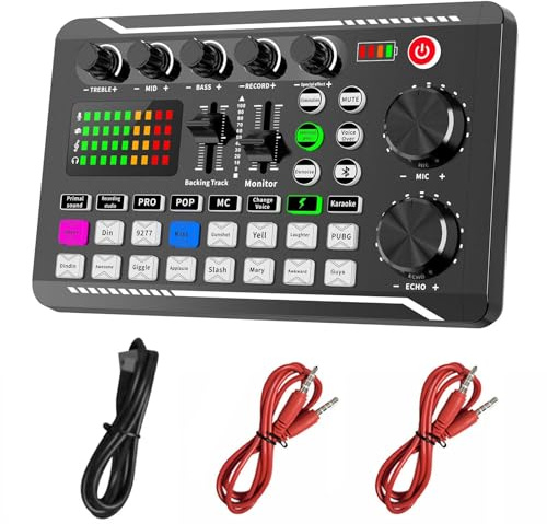 Équipement de podcast pour les débutants - Kit studio professionnel avec mélangeur sonore, interface audio | Console production tout-en-un l'enregistrement en streaming, utilisation des smartphones DJ