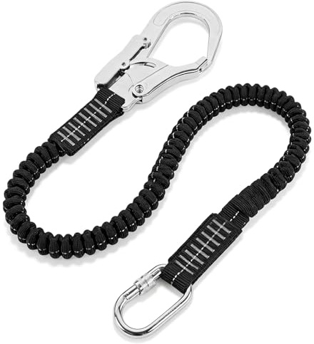 Cordón de seguridad con gancho a presión de 25 KN, correa de seguridad resistente, protección contra caídas, absorción de golpes, elástica, retráctil, arnés de correa de árbol de escalada