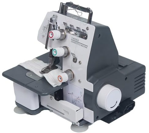 Mini máquina de coser overlock, máquina de coser overlock semiindustrial con luz LED, marco metálico resistente, velocidad ajustable, ancho de puntada: 2,5 mm, para cuellos
