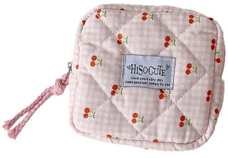 YROHGKPN Organizador de artículos de higiene multifuncional, diseño de impresión de cerezas, bolsa de almacenamiento portátil para almohadilla de higiene personal