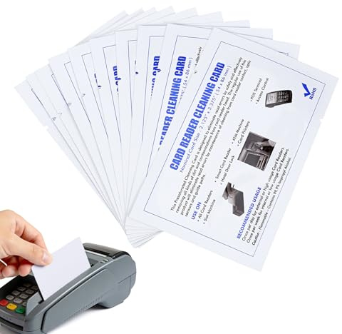 Milisten Cartes de Nettoyage Éliminent Poussière et Résidus pour Lecteurs de Cartes Bancaires en PVC Blanc, Lot de 10 Accessoire pour Terminaux de Paiement Pos