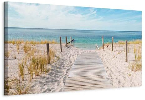 murando - Leinwand Bilder Strand und Meer 120x40 cm Vlies Leinwandbild 1 tlg Kunstdruck modern Wandbilder Groß XXL Wohnzimmer Wanddekoration Wand Bild Wandbild - Landschaft Natur Himmel Wolken Sand