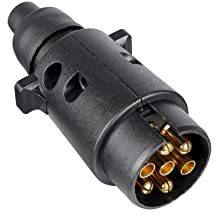 BEIJISTAR 7 Pin Trailer Plug, 12V Waterproof 7 Pin Trailer Plug Connector, for Truck RV Cars Boat Caravan (Rubber Boot)