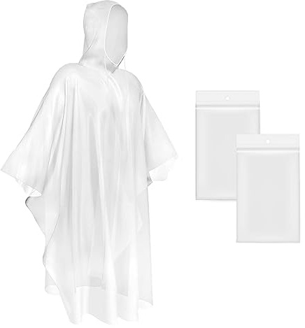 Regenponcho Transparent,Wasserdicht Regencape,Einweg,mit Kapuze,2er Pack