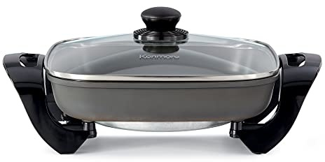 Kenmore Non-Stick Electric Skillet with Removable Drip Tray, Black, 10 x 18 Cooking Surface, Compact Countertop Cooking, Grill, Saute, Fry