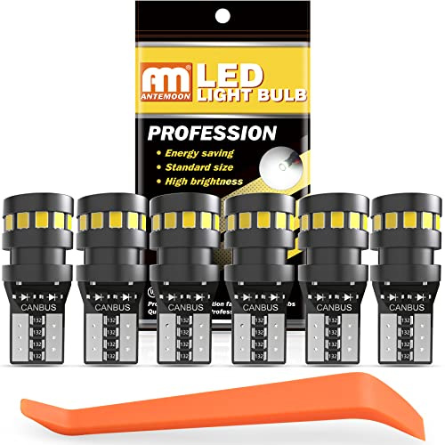 ANTEMOON Bombillas T10 W5W LED Canbus Sin Errores 12V 6000K Blanca 2825 194 168 Luz Interior Coche 18SMD 2015 para Coche Luz de Puertas Laterales Marcador Cortesía Matrícula Posición Luces, 6 Piezas