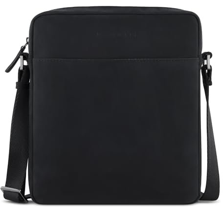 bugatti Luca kleine Schultertasche aus echtem Leder, Cross-Body Umhängetasche in schwarz