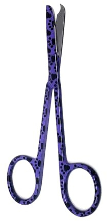 Embroidery Scissors Multipurpose Mini Sewing Shears One Hook Blade 4.5 Nippers for Cutting Light Fabric, Thread, Cross-stitch, Applique, Needlework, Yarn, Stainless Steel (Purple Paws)