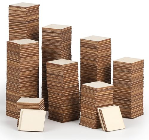 DBREAKS 300pcs Carré Pièces Planchette en Bois Naturel 2,5 cm, Décorations Non Finies, Étiquettes Cadeaux de Mariage, pour Peinture Écriture Étiquetage DIY Photo Props Décoration de la Maison
