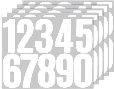 ZEYIYER 50PCS Stick on Numbers, 8 cm/ 3 inch House Number Stickers, White Self Adhesive 0-9 Reflective Vinyl Number Stickers for Mailbox Door Garbage Bins Address