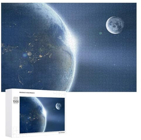 Jigsaw Puzzles 1000 Pieces Planet Earth Moon Space Stars Poster Educational Fun Family Games Toys Gifts for Home Kitchen Decor Family Colorful Puzzle