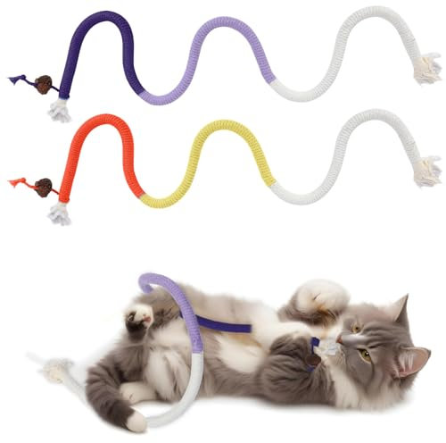 2pcs Cat Chew Toys Catnip Rope Toys, 70cm Bite-Resistant Sisal Rope Cat Toy for Indoor Kitten, Teeth Cleaning Chew Toys for Pet Goods Interactive Bite-Proof Supplies for All Breeds
