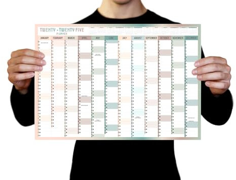 A3 Wall Planner 2025 Wall Calendar Large Jan to Dec Yearly Planner Full Year Planning Chart Academic Annual Poster for Student Family School Office Work Study 29.7 x 42.0 cm(Folded)(1pc)(Multi)