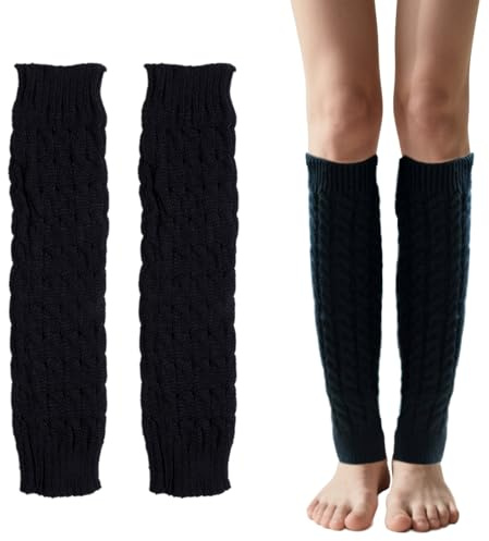 Manschett för kvinnor – varma vinterben varmare gjorda av mjukt stickad, långa manschetter för kvinnor och flickor, en storlek, mysiga benvärmare och knästrumpor för höst och vinter, fashionabla