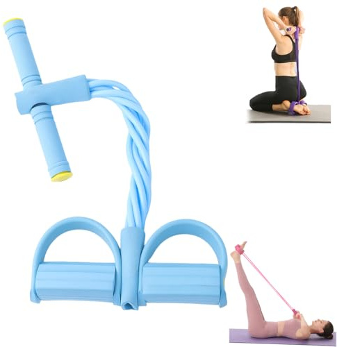 Bandes De RéSistance Fitness,Corde De Tension Multifonction,6 Tubes éLastiques pour PéDale De Yoga,Bandes De RéSistance pour Fitness,Elastique avec PoignéE Musculation (Bleu)