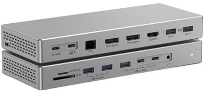FHGSPQWM 4K Display Multiplo Hub USB C Adattatori a 16 Porte con Gigabit Ethernet Ricarica USB 3.2 Porta Hdtv DP Ethernet Adattatori