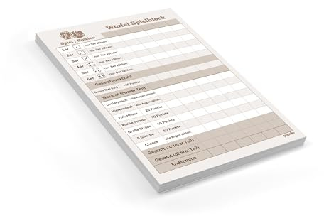 papello Blocco di ricambio per dadi A5 – 4 pezzi da 50 fogli, 1200 giochi, Made in Germany, stampa ecologica in carta forte e bianca