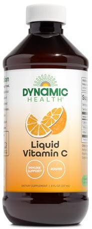 Dynamic Health Liquid Vitamin C Natural Citrus - 1000 mg per Serving, Liquid Supplement for Men and Women, with Bioflavonoids & Rose Hips, Vegetarian & Gluten Free - 8 fl oz