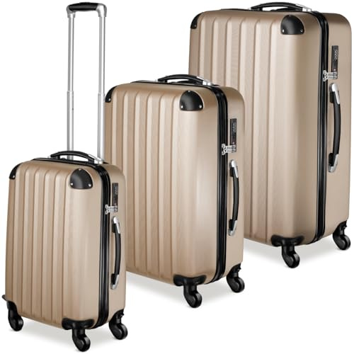 tectake® Set de Valises de Voyage 3 Tailles Valise Grande Taille, Cabine et Petite Valise Sacs de Voyage Valises Maternité ABS avec roulettes Pivotantes 360° Cadenas Poignée télescopique
