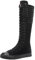 Jamron Mädchen Damen Modisch Knie Hoch Schnüren Segeltuch Stiefel Rein Schwarz Leinenschuhe Reißverschluss Tanzschuhe Nieten SN816 EU38