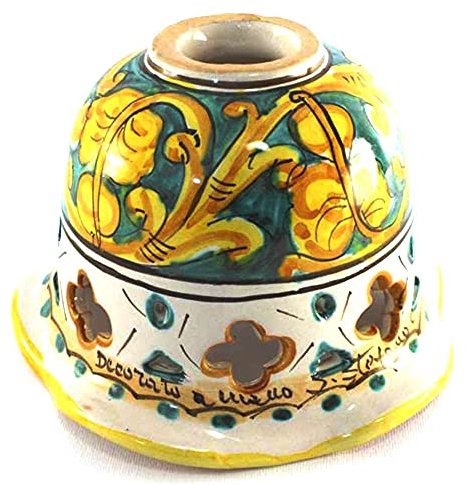 Coppa in ceramica siciliana Santo Stefano di Camastra attacco piccolo E14 ricambio per lampadario lampada applique plafoniera decoro martina