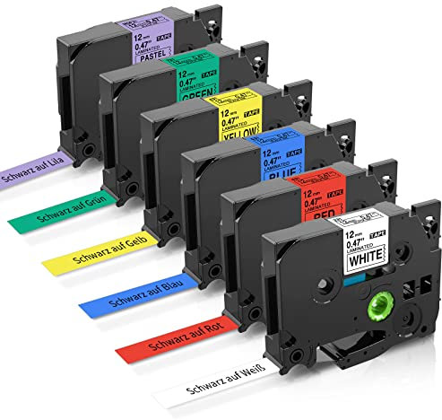 Label KINGDOM Schriftband 12mm Ersatz für Brother P touch Bänder TZe231 TZe431 TZe531 TZ631 TZ731 MQF31, Laminiertes Etikettenband für ptouch H105 H107B H101C H110 1000 D400 Beschriftungsgerät