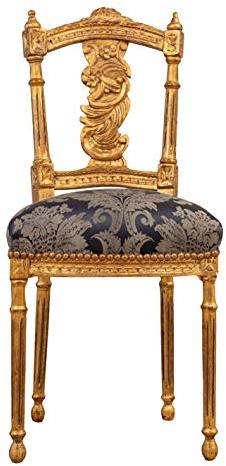 BISCOTTINI INTERNATIONAL ART TRADING Biscottini Antigua 95 x 45 x 42 cm | Sillas Luis XVI Antigua Oro | Silla Acolchada Estilo francés | Sillón Dormitorio de Tela Beige, Mediano