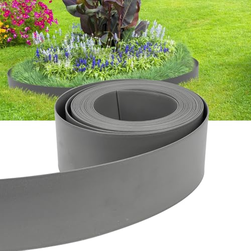 Randaco Bordure de gazon, en plastique, gris, 10 m (100/2 mm), 100 % recyclé