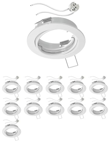 ledscom.de 12x tak infälld ram FERE infälld ram vit matt vridbar (LED/halogen/MR16/50mm) inkl. GU5,3 uttag